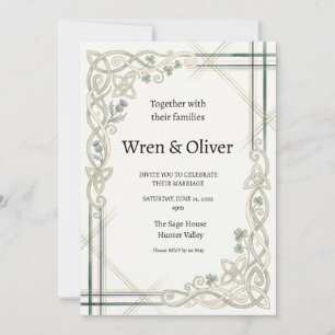Scottish Irish Shamrock Thistle Wedding Invitation