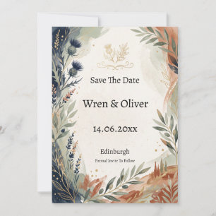 Scottish Italian Botanical Save The Date Card
