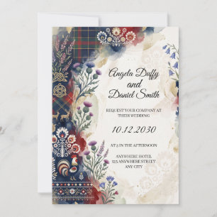 Scottish Italian Heritage Wedding Invitation