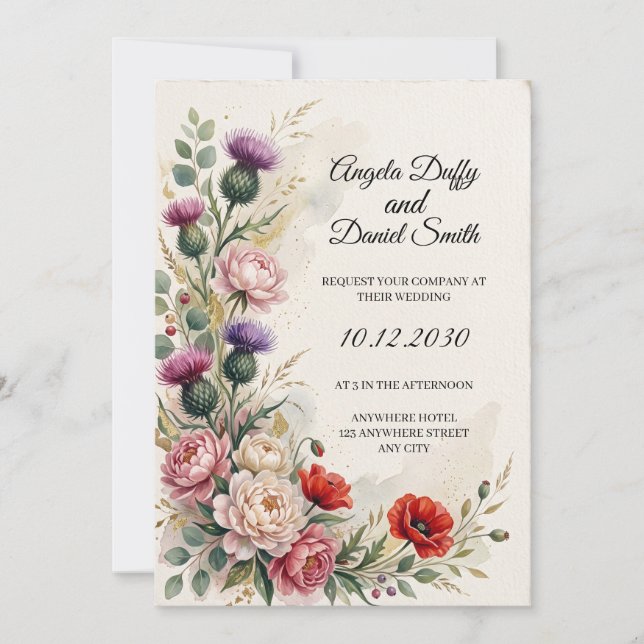 Scottish Italian Heritage Wedding Invitation (Front)