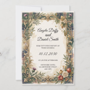 Scottish Italian Heritage Wedding Invitation