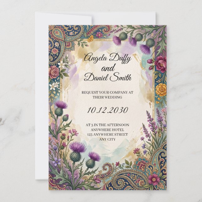Scottish Italian Heritage Wedding Invitation (Front)