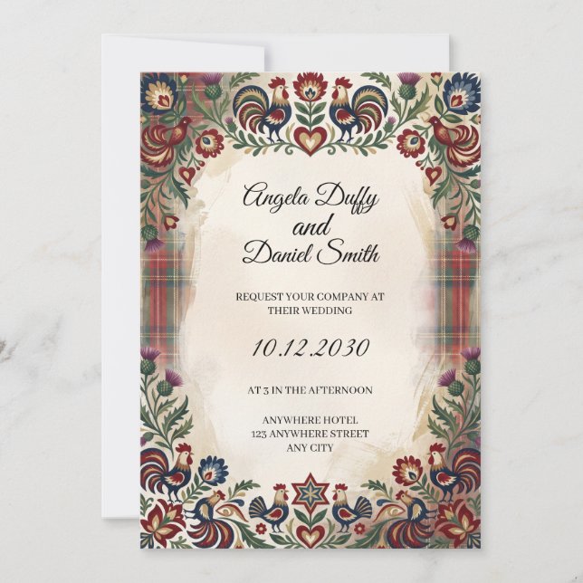 Scottish Italian Heritage Wedding Invitation (Front)