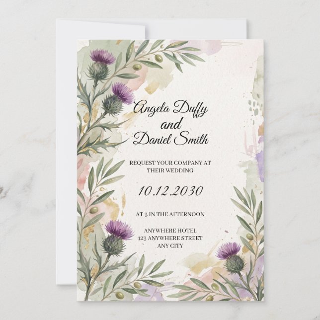 Scottish Italian Heritage Wedding Invitation (Front)