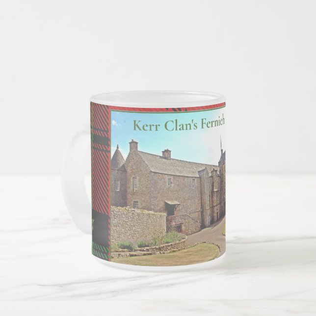 Scottish Kerr Clan Ferniehirst Castle Frosted Glass Coffee Mug (Front Left)