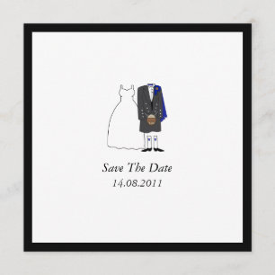 Scottish Kilt Bride & Groom Blue Save the Date