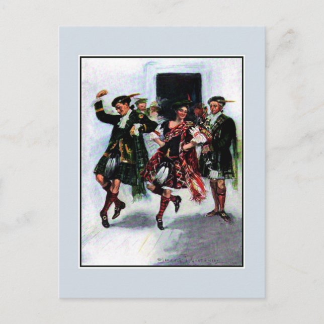 Scottish kilt dance book illustration postcard (Front)