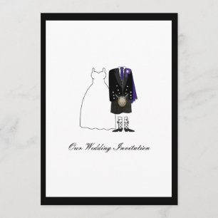 Scottish Kilt Wedding Invitation - Purple