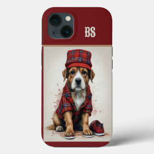 scottish landlord dog in kilt and cap iPhone 13 case