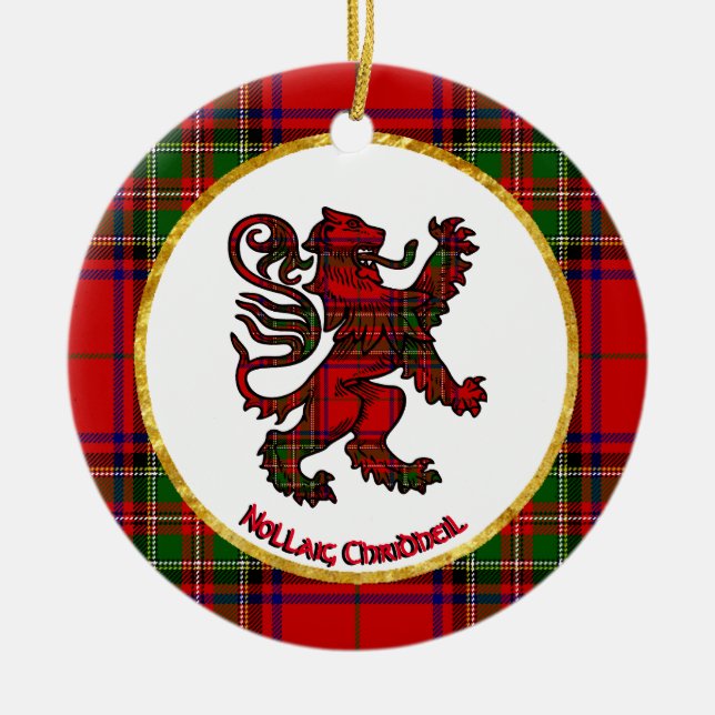 Scottish Lion Nollaig Chridheil Ceramic Tree Decoration (Front)