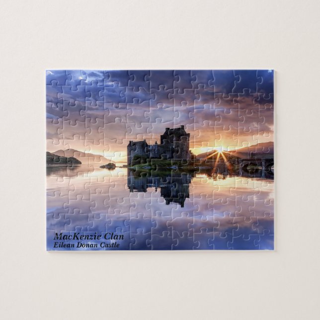 Scottish MacKenzie Clan's Castle Sunset Reflection Jigsaw Puzzle (Horizontal)