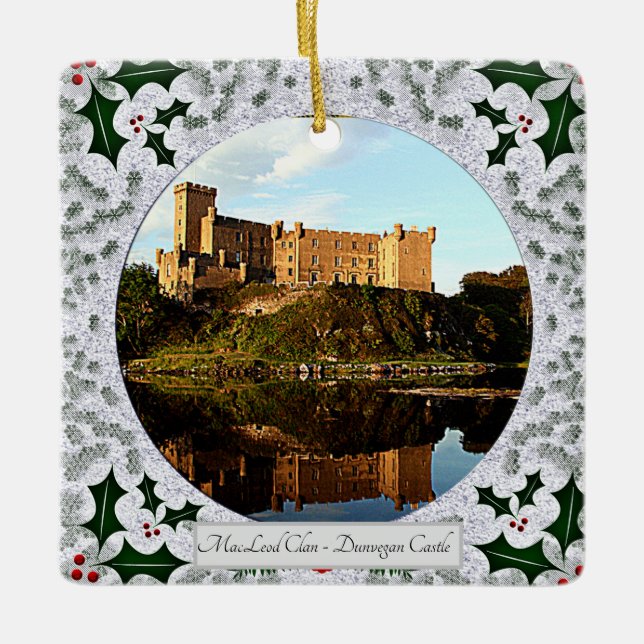 Scottish MacLeod Clan's Dunvegan Castle Xmas Ceramic Ornament (Front)