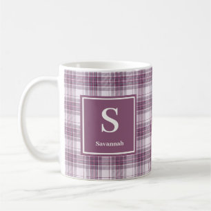 Scottish Mauve Heritage Plaid Monogram Coffee Mug