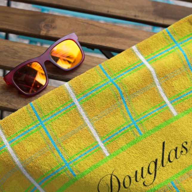 Scottish pattern in sixties colours, customisable  beach towel (Creator Uploaded)
