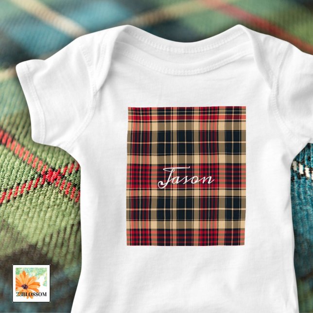 scottish pattern with name fashionable baby bodysuit (Creator Uploaded)