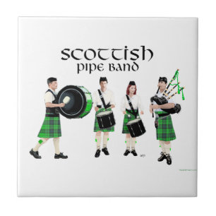 Scottish Pipe Band - Green Kilts Tile
