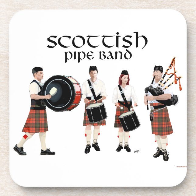 Scottish Pipe Band - Red Kilts Coaster (Front)