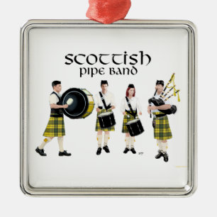 Scottish Pipe Band - Yellow/Black Metal Tree Decoration