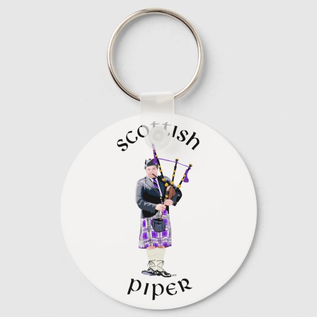 Scottish Piper - Purple Key Ring (Front)