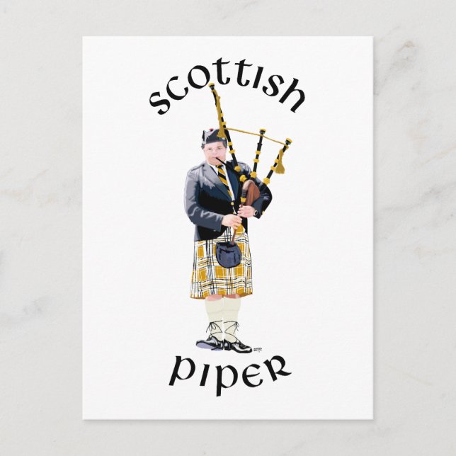 Scottish Piper - Tan Kilt Postcard (Front)