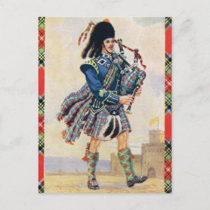 Scottish piper, the swing of the kilt postcard