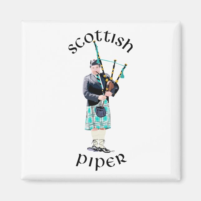 Scottish Piper - Turquoise Magnet (Front)