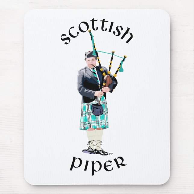 Scottish Piper - Turquoise Mouse Mat (Front)