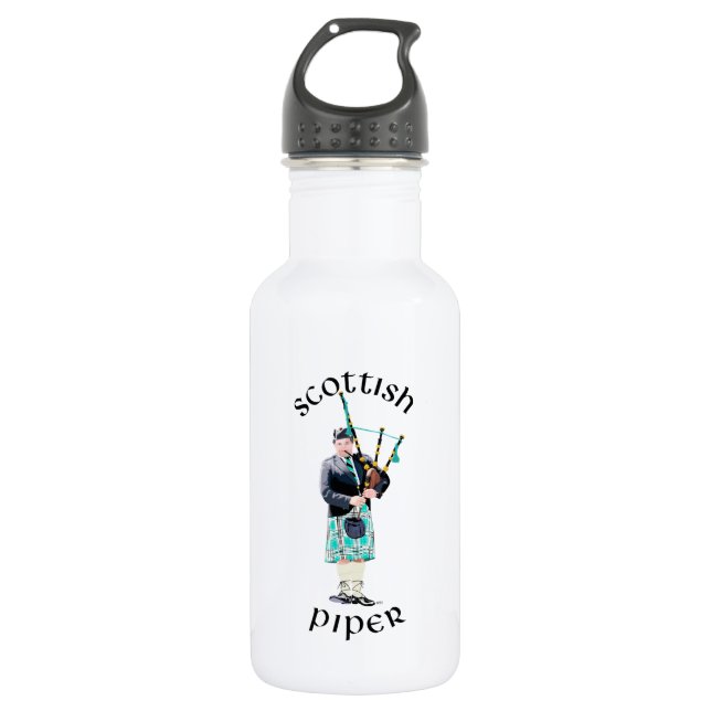 Scottish Piper - Turquoise Plaid 532 Ml Water Bottle (Front)