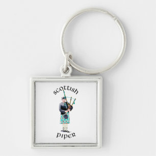 Scottish Piper - Turquoise Plaid Key Ring