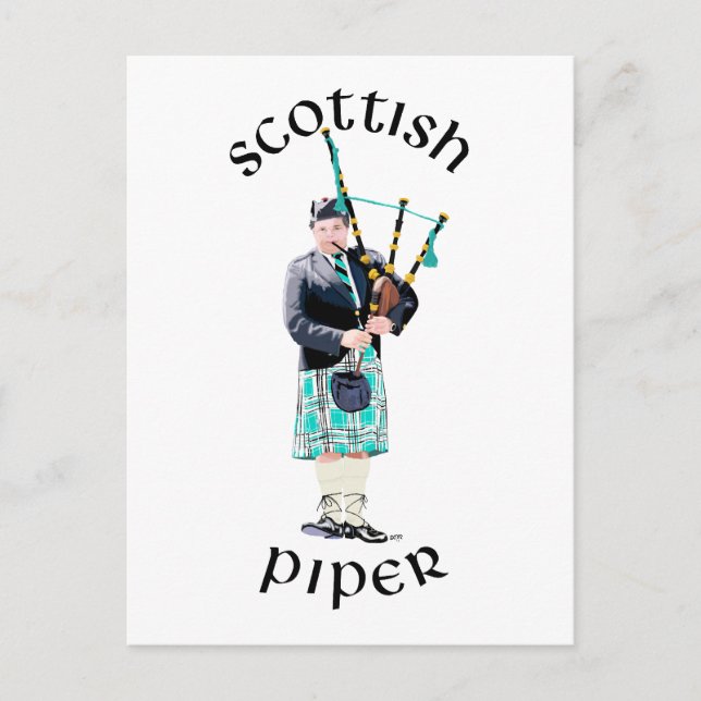 Scottish Piper - Turquoise Postcard (Front)