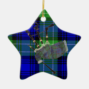 Scottish plaid bagpipes ceramic tree decoration