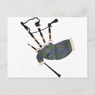 scottish plaid bagpipes postcard