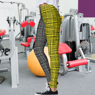 Scottish Plaid Clan Tartan Grey Black Yelloiw Gift Leggings