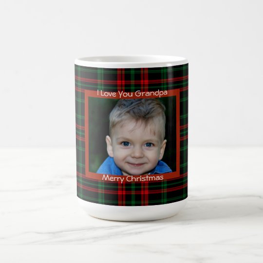 Scottish Plaid, Red,Merry Christmas, Custom Photo, Coffee Mug