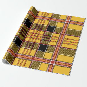 Scottish Plaid Tartan Yellow Red Black Pattern Wrapping Paper