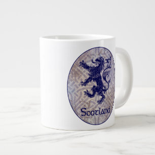 Scottish Rampant Lion Navy Blue Celtic Knot Large Coffee Mug