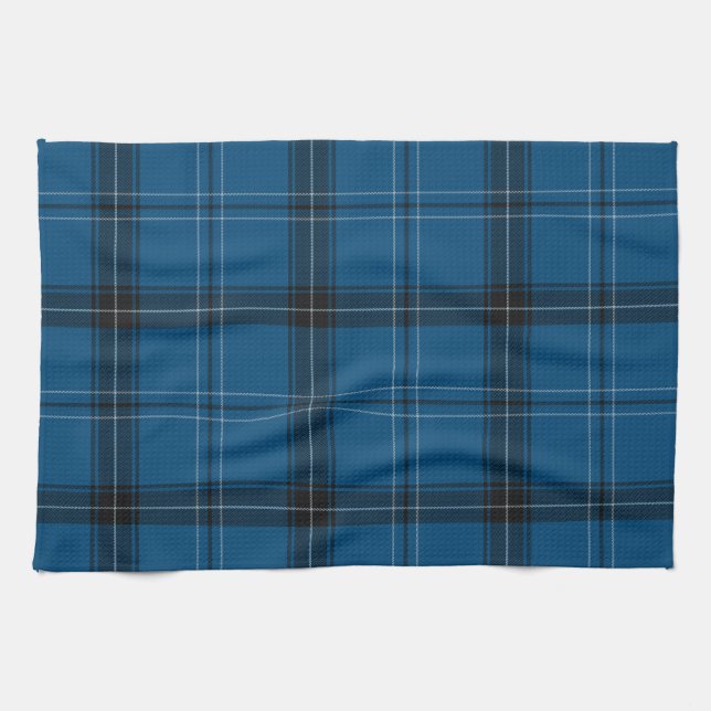 Scottish Ramsay Blue Tartan Tea Towel (Horizontal)