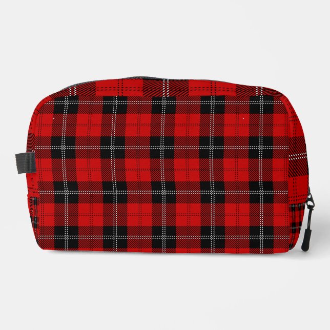 Scottish Red And Black Tartan Dopp Kit (Front)