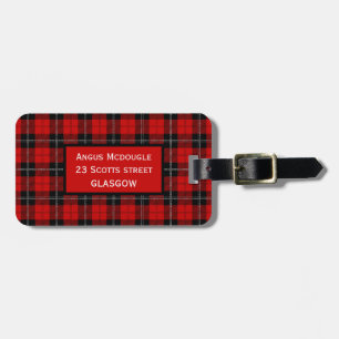 Scottish Red And Black Tartan Luggage Tag
