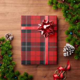 Scottish Red And Black Tartan Wrapping Paper