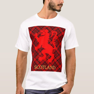 Scottish Red Lion Rampant on Tartan T-Shirt