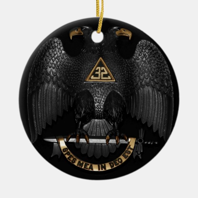 Scottish Rite 32 Degree Mason Eagle Ceramic Tree Decoration (Front)