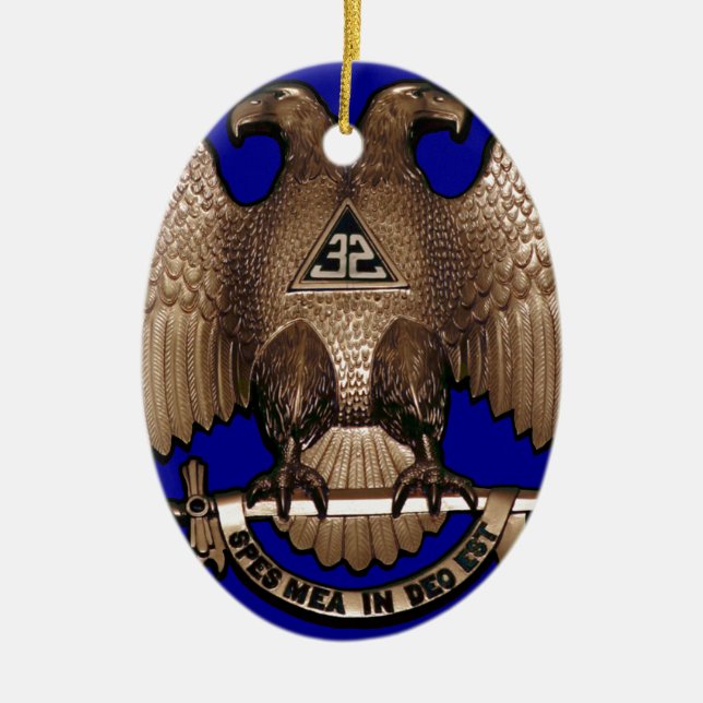 Scottish Rite 32 Degree Royal Blue Ceramic Tree Decoration (Front)