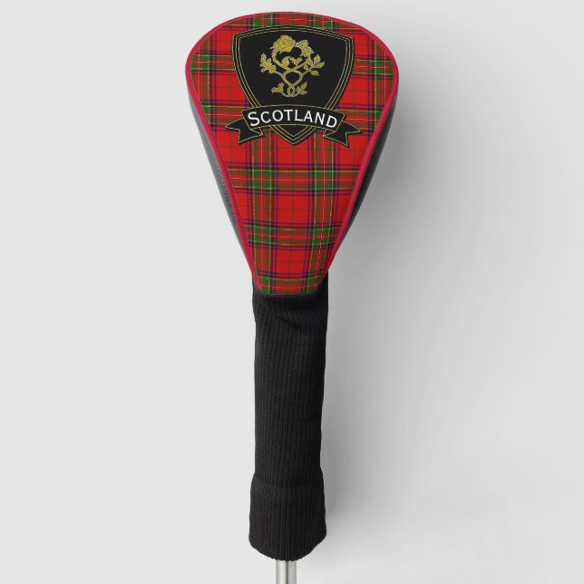 Scottish Rose and Thistle Tartan Your Text Golf Head Cover (Front)