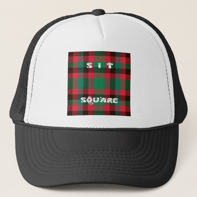 Scottish Royal Checkered Tartan Plaid with Text Trucker Hat (Front)
