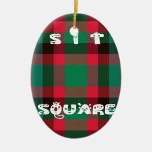Scottish Royal Chequered Tartan Plaid with Text Ceramic Tree Decoration