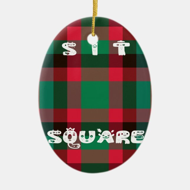 Scottish Royal Chequered Tartan Plaid with Text Ceramic Tree Decoration (Front)