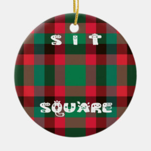 Scottish Royal Chequered Tartan Plaid with Text Ceramic Tree Decoration