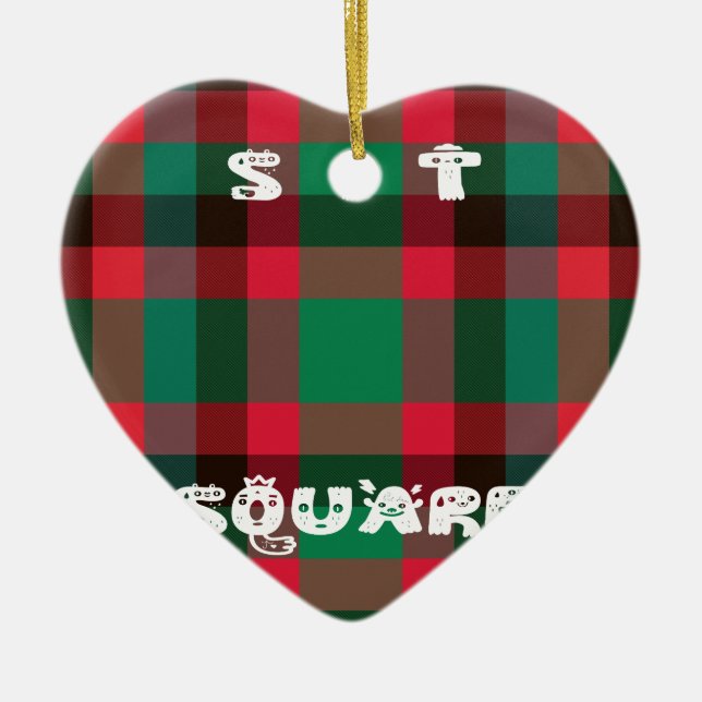 Scottish Royal Chequered Tartan Plaid with Text Ceramic Tree Decoration (Front)