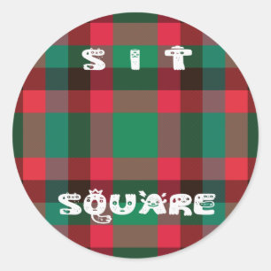 Scottish Royal Chequered Tartan Plaid with Text Classic Round Sticker